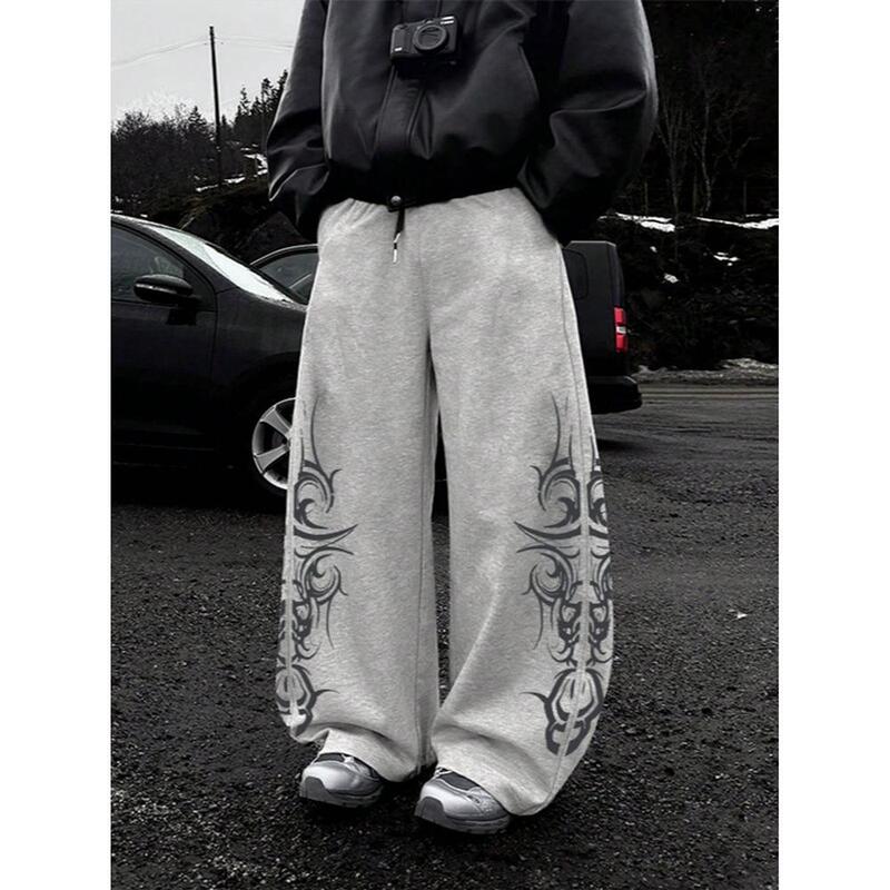 Cross-Border In-Stock European and American Hip-Hop Printed Casual Pants for Men, Spring and Autumn High Street Design Retro Straight-Leg Sweatpants