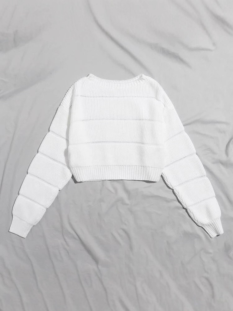 2025 primavera, otoño, invierno, punto de cuello redondo, temperamento europeo y americano, color puro, suéter de aguja, ropa corta de mujer coreana