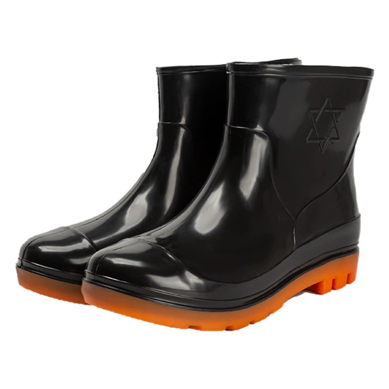 Резиновые сапоги мужские короткие уличные Нескользящие непромокаемые туфли из ПВХ, черная износостойкая защита труда, кухонная обувь, производители резиновой обуви оптом