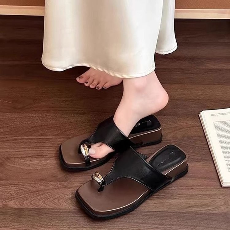 Casual francés con zapatillas de taco de dedo de dedo para mujeres de verano 06 nuevas zapatillas de playa de vacaciones de playa zapatillas romanas image 8