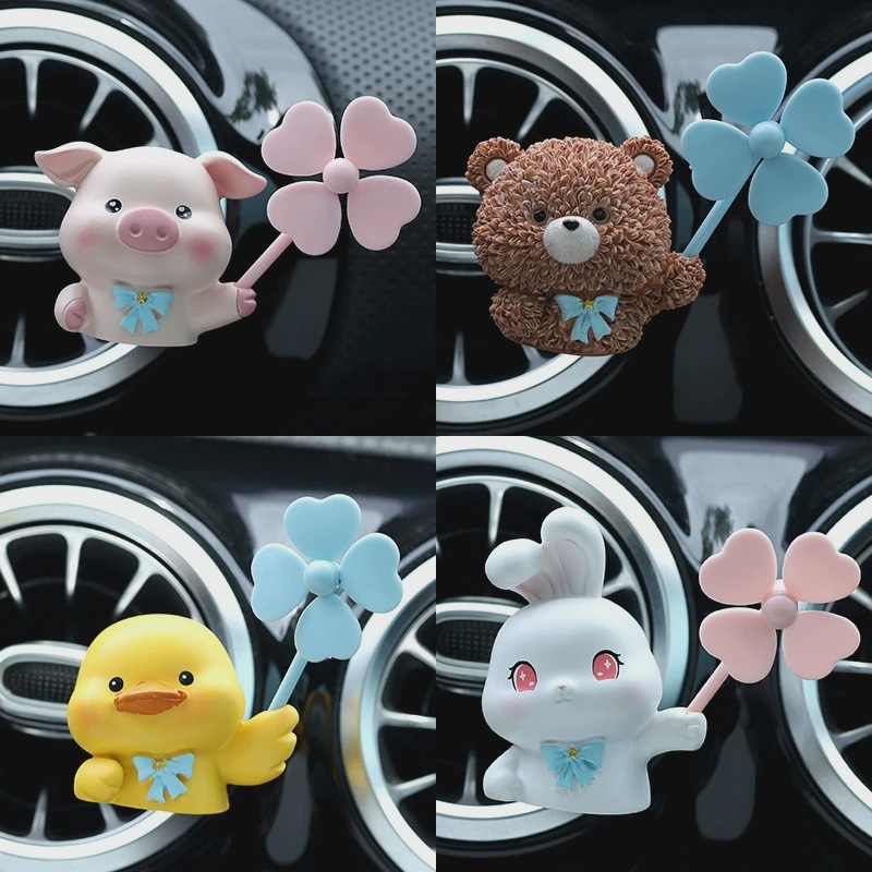 Aire acondicionado del automóvil salidas de aire decoraciones aromáticas dibujos animados lindo cerdo coche eléctrico consola adornos de perfume montados en el automóvil