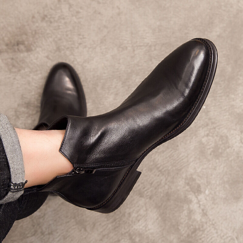 Autumn and Winter New Soft-Soled Soft-Surface Casual Men's Boots British Style Genuine Leather Fashion Boots Warm Fashion Men's Boots