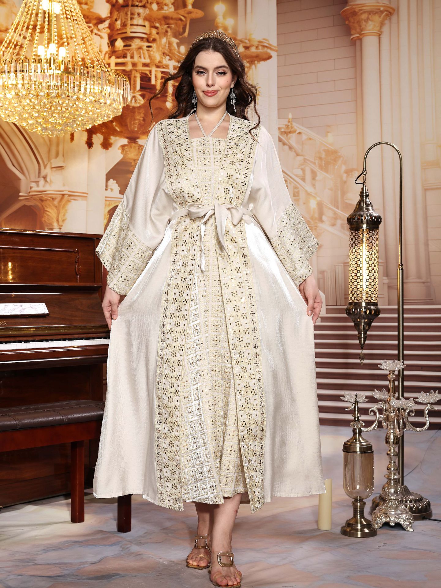 Exquisite Women's Ethnic Style Abaya Middle Eastern Muslim Dress_voghion.com