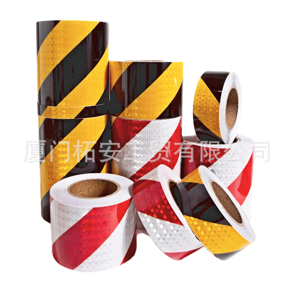 5CM宽红白黄黑斜纹反光贴跨境反光带反光膜反光警示车身贴反光条