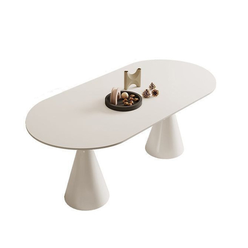 Mesa de comedor ovalada pequeña casa moderna simple red crema tabla de comedor combinación de sillas