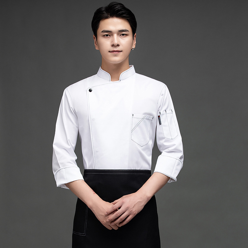 Chef ropa de trabajo de los hombres de manga larga ropa de otoño e invierno catering restaurante hornear panadería pastel ropa de chef occidental