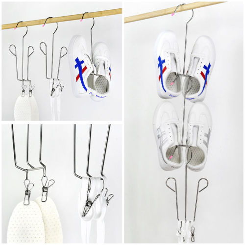 Stainless steel shoe drying artifact balcony shoe drying hook multi-functional drying rack window sill hanging shoe clothes hanger shoe drying rack