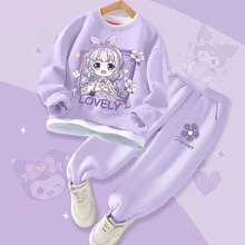 女童春秋季洋气卡通百搭假两件套装中大童新款韩版运动外穿两件套