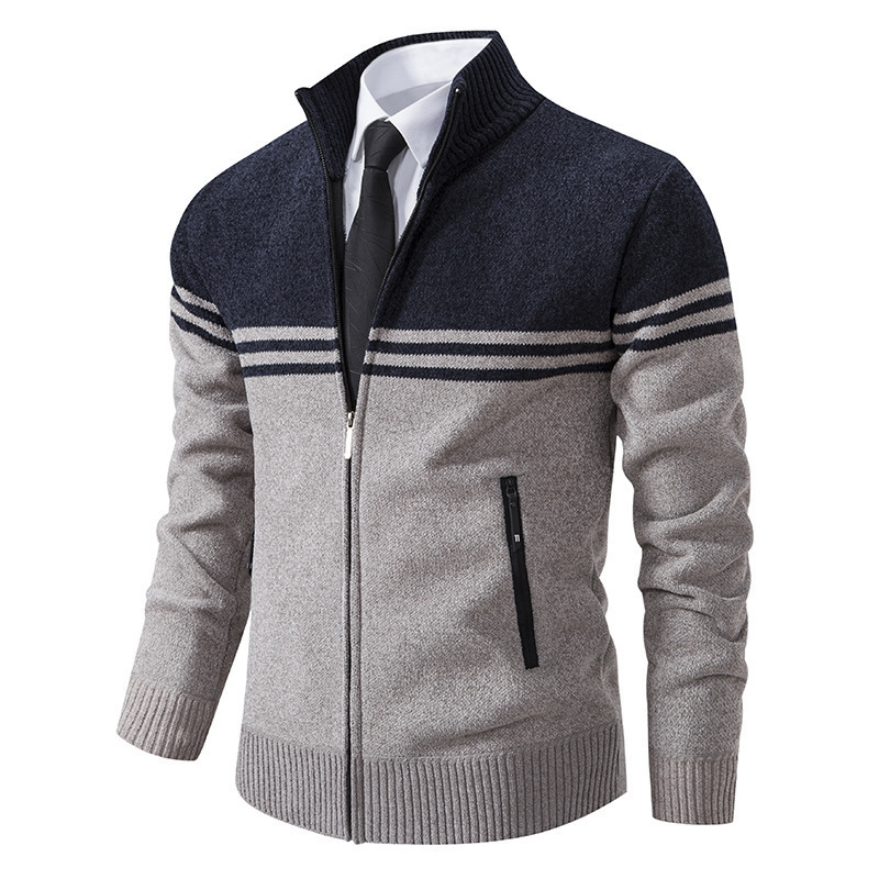 2025 New Men's Stand Collar Velvet Sweater Thickened Long Sleeve Fashion Sweater Casual Business Cardigan Jacket 2025 New Men's Stand Collar Velvet Sweater Thickened Long Sleeve Fashion Sweater Casual Business Cardigan Jacket