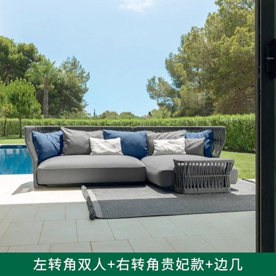 Sofá al aire libre patio tela de caña piscina al aire libre muebles de ocio doble combinación al aire libre silla de caña nórdica