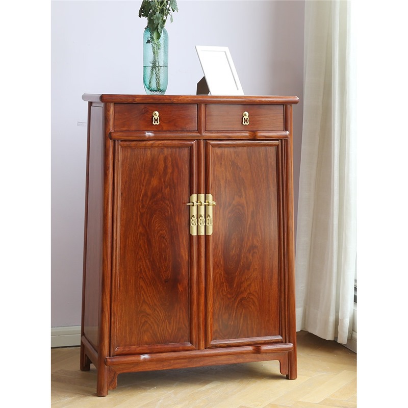 红木圆角柜花梨中式门口入户玄关柜精品储物柜实木茶具鞋柜家具