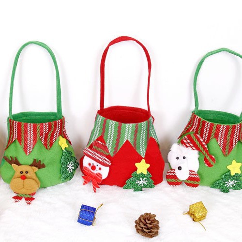 Decoraciones navideñas, regalos, sombrero de Navidad, bolso no tejido de Papá Noel, muñeco de nieve, ciervo, caramelo creativo para niños
