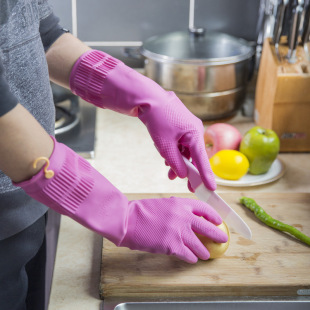 South Korea imported laundry dishwashing gloves rubber thin lengthened housework laundry kitchen women with hook gloves housework