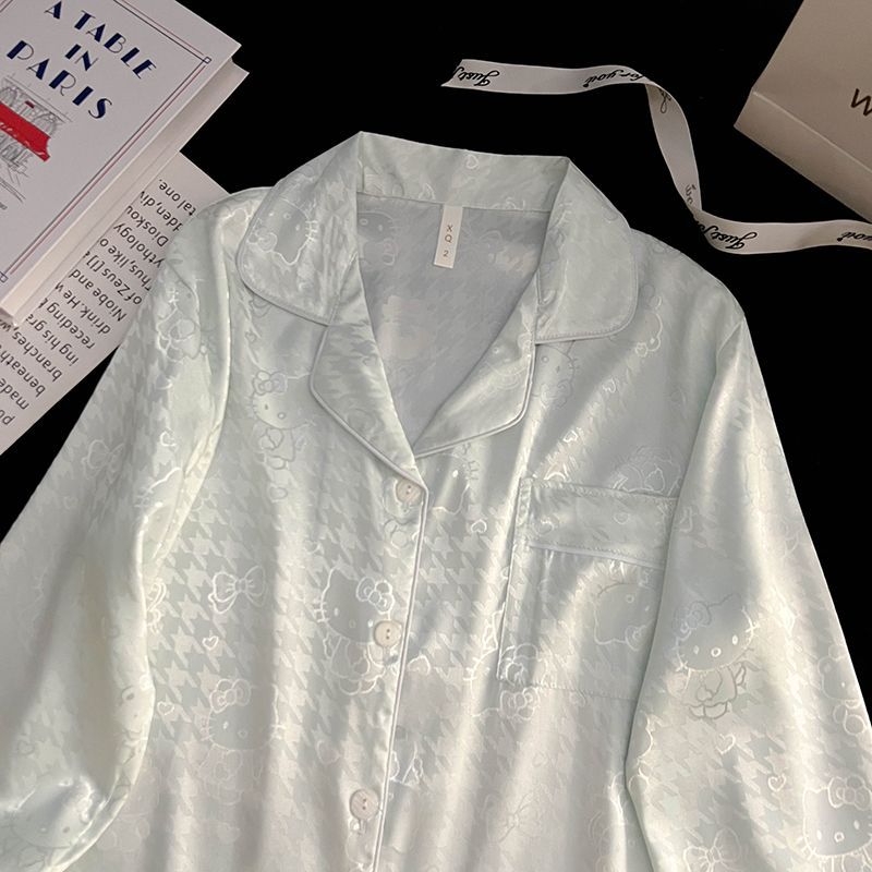 Al por mayor transfronterizo Sedin explosión pijama de verano mujer puede usar seda helada seda jacquard dibujos animados ropa de manga corta para el hogar
