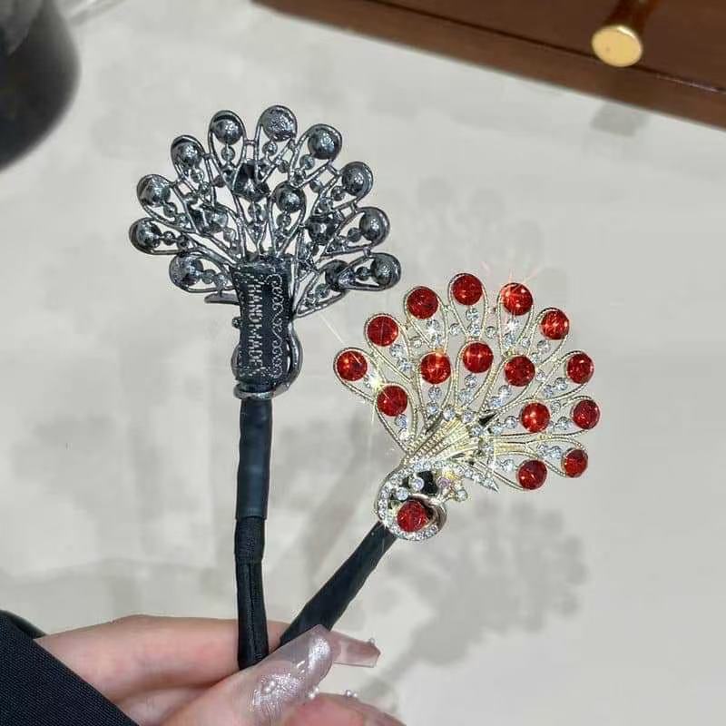 気質模造クリスタル孔雀ヘアアーティファクト新しい怠惰なツイストクリップヘアピンボールヘッドラインストーン後頭部ヘアアクセサリー|undefined
