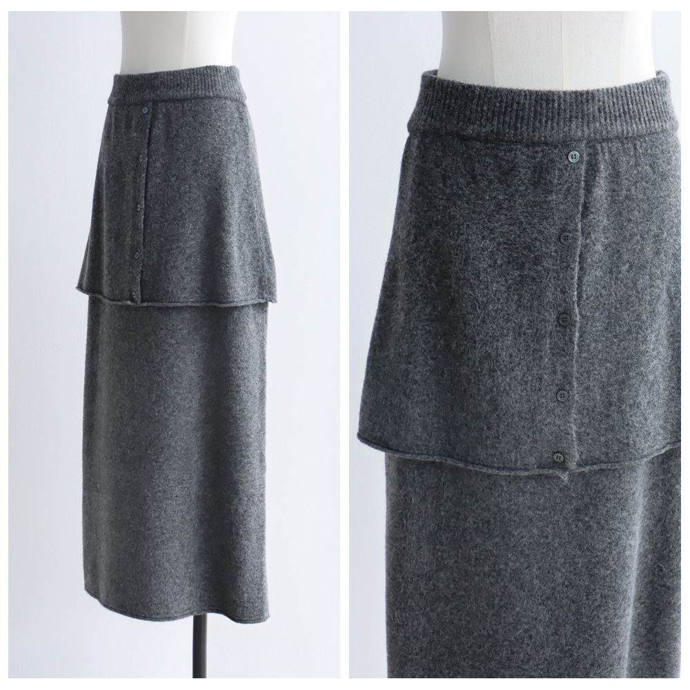 Fashionable Korean Style Layered Fake Two-Piece Double-Layer Skirt 25 Autumn and Winter Mandala Velvet Straight Casual Mid-Length Skirt New Product