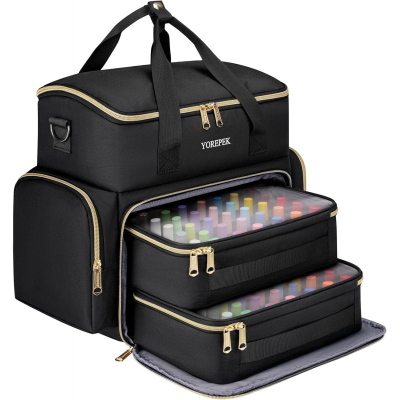 Amazon caja de almacenamiento de esmalte de uñas de gran capacidad para salir Kit de herramientas de lámpara de uñas portátil puede contener 96 botellas