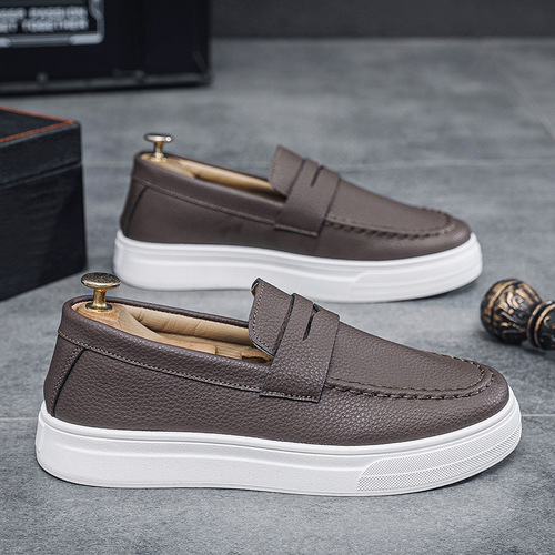 Spring new breathable moccasin-poinoccasinoco shoes, men's shoes, British style, Lofa shoes, fashionable casual leather shoes, blue fashionable shoes