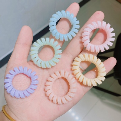 韩国大门新款发饰 实色大圈电话线发圈发绳 两元店批发头饰|ru