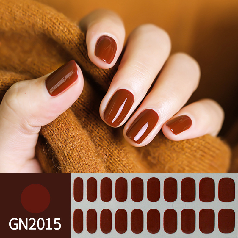 Ou Nai 20 refers to baking-free gel nail stickers Little Red Riding Book with simple grid line nail stickers a generation of hair