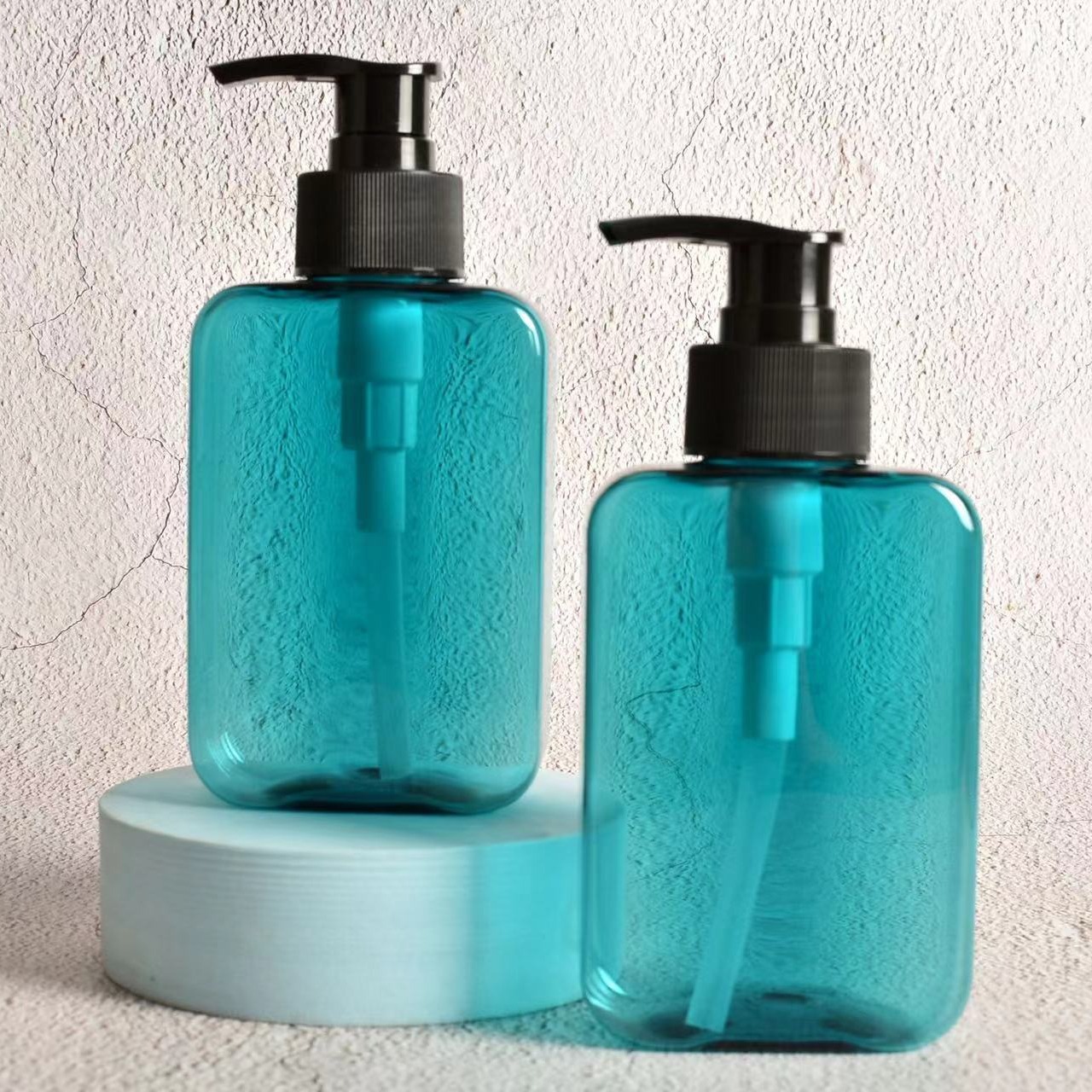 150ml透明扁方瓶PET塑料瓶带泵头 洗发水沐浴露卸妆水瓶