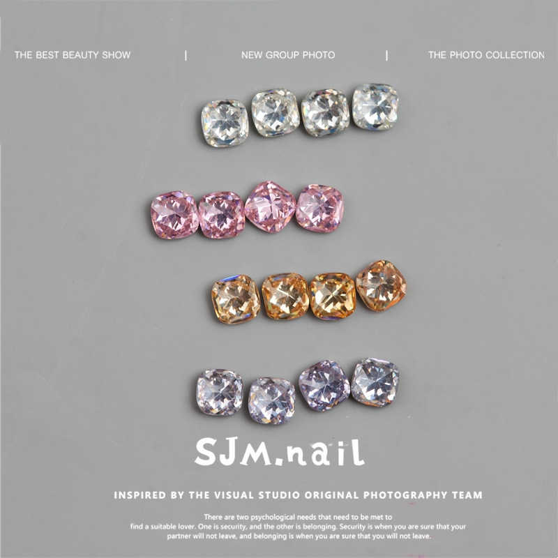 New manicure mini 3mm fat square zircon flat diamond Super Flash multi-cut square wear nail sticking diamond decorations