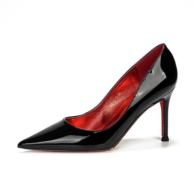 High-heeled Pointed-Toe Pumps, Nude/Black, Low-Cut Design, 6/8/10 cm Heels