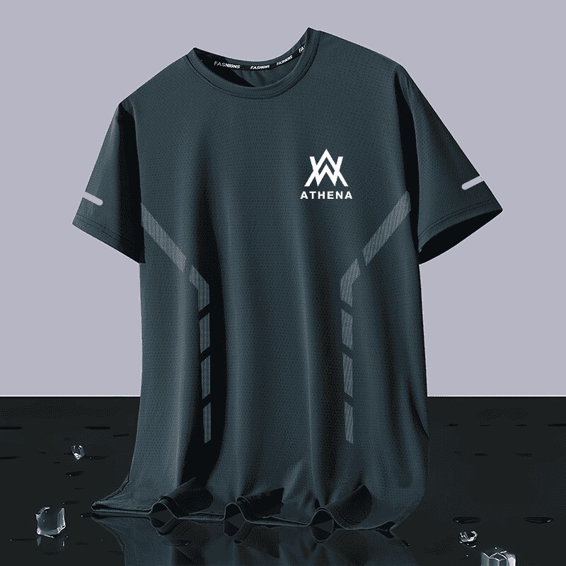 T-shirt Running Training plus size Ice Silk Short-sleeved Summer Loose Thin Mesh Fitness Men's Quick-drying Clothes Breathable Gradient