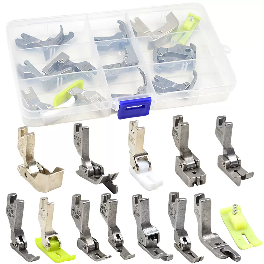 工业缝纫机平车压脚方便套装13种铁全钢卷边挡边压脚及螺丝带包装