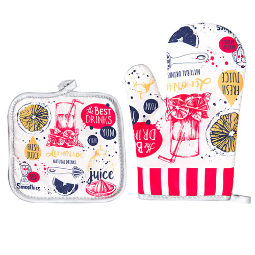 Kitchen microwave oven gloves, thick high-temperature heat-insulating gloves, two-piece set, kitchen baking anti-scalding gloves