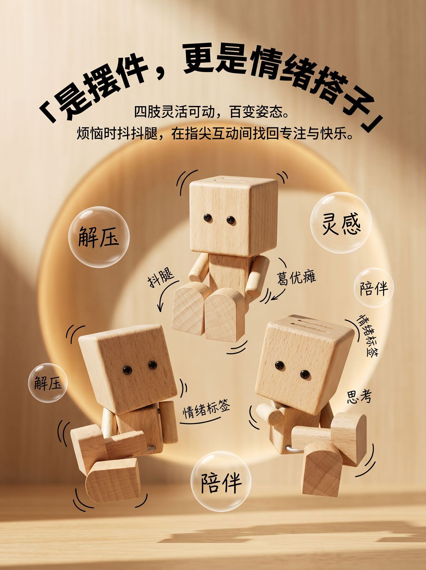 Fun and Creative Wooden Car Decoration with Shaking Legs, High Aesthetic Value, Aromatherapy, and Head-Shaking Feature