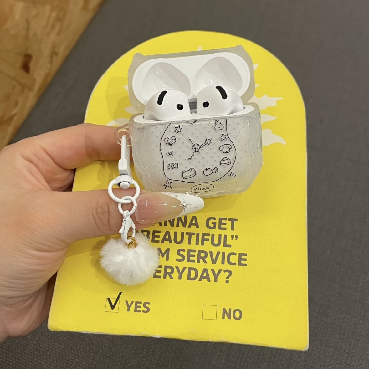 Cute graffiti animal reloj colgante para airpods 1 / 2 generación Apple auriculares inalámbricos cubierta pro nueva 3 generación 4