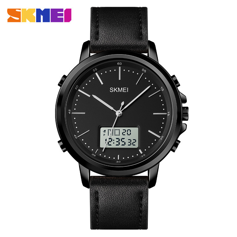 Skmei 1652 simple creativo reloj de los hombres europeos y americanos negocios trabajo doble pantalla electrónica reloj luminoso