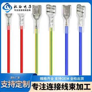 加工定制2.8/4.8/6.3插簧端子线110/187带护套端子线开关连接线