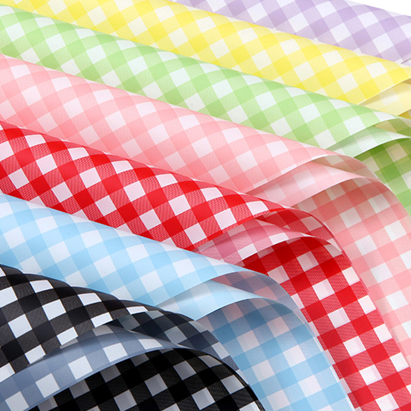 网红波波球花束包装纸零食糖果鲜花包装纸格子包花纸花艺花店批发