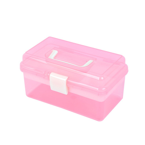 599mm Portable Multi-Function Storage Box with Thickened Lid, Nail Art Tools Box, Double Layer Student Home Organizer