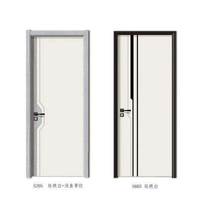 Room door solid wood reunite with white black Simplicity Carbon crystal ecology paint indoor bedroom Wooden doors