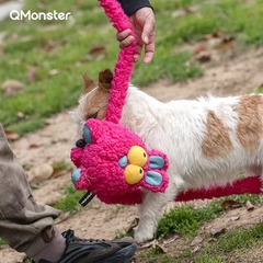 QMonster Pet Dog Toy, Swinging Bunny, Chewing Sound Interactive Pulling Plush Dog Toy, Cute Monster