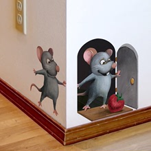 BM4036-ZC創意3d老鼠洞破牆貼客廳卧室牆貼紙裝飾牆貼自粘牆貼畫