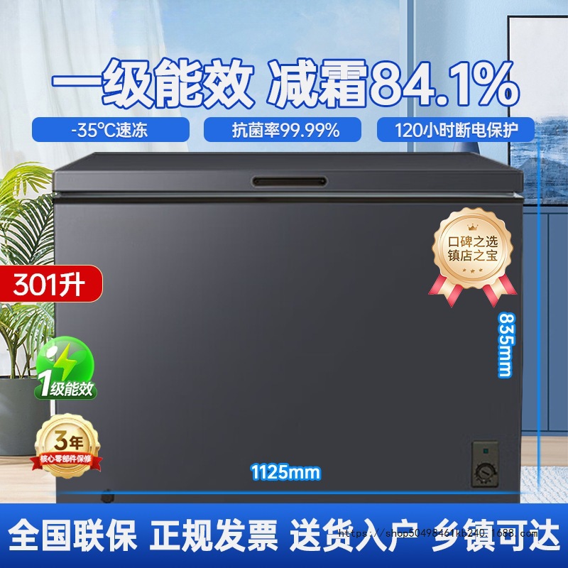 Freezer 301/200 Liter Freezer Frost-Reducing and Antibacterial First-Class Fully Frozen Refrigerated Fresh-Keeping Freezer Single Temperature Small Household