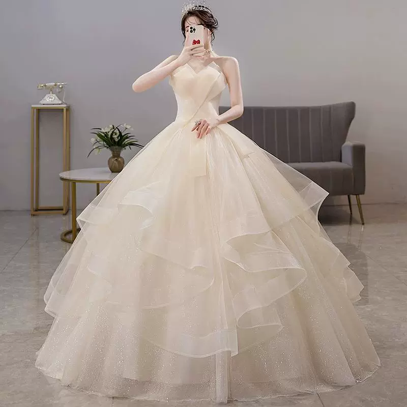 Wedding dress, bra top for princess, tutu skirt, champagne color