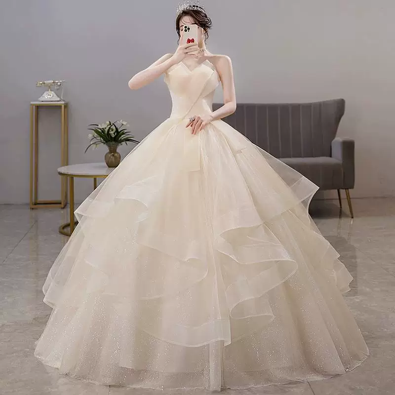 Wedding dress, bra top for princess, tutu skirt, champagne color