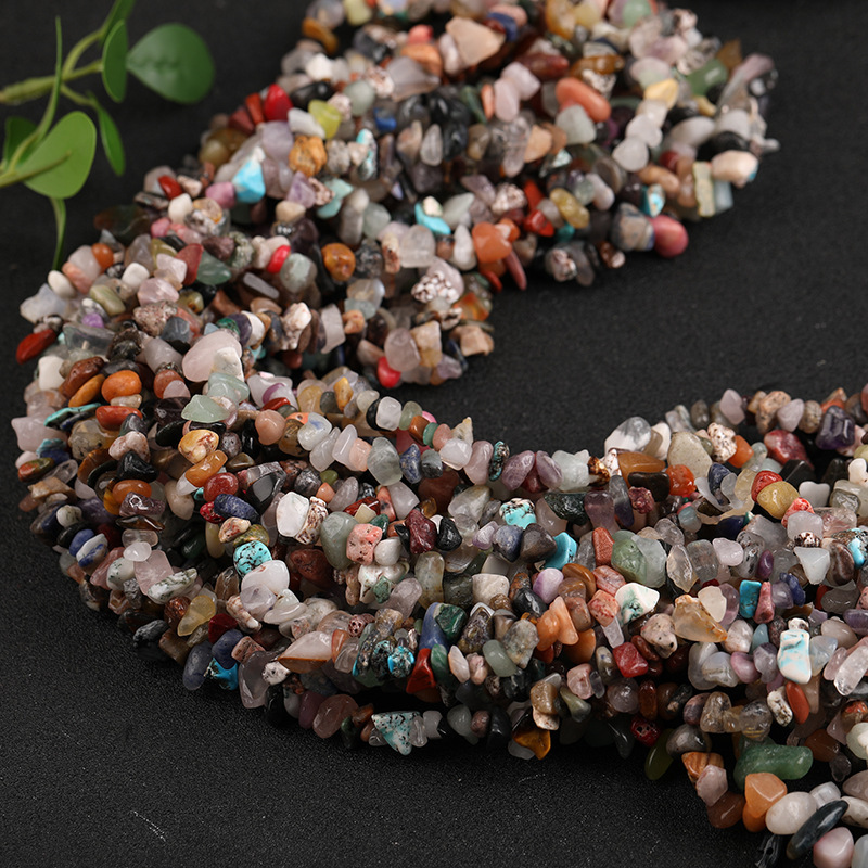 천연 다채로운 자갈 자갈 긴 끈 자갈 5-7mm 길이 약 85cm