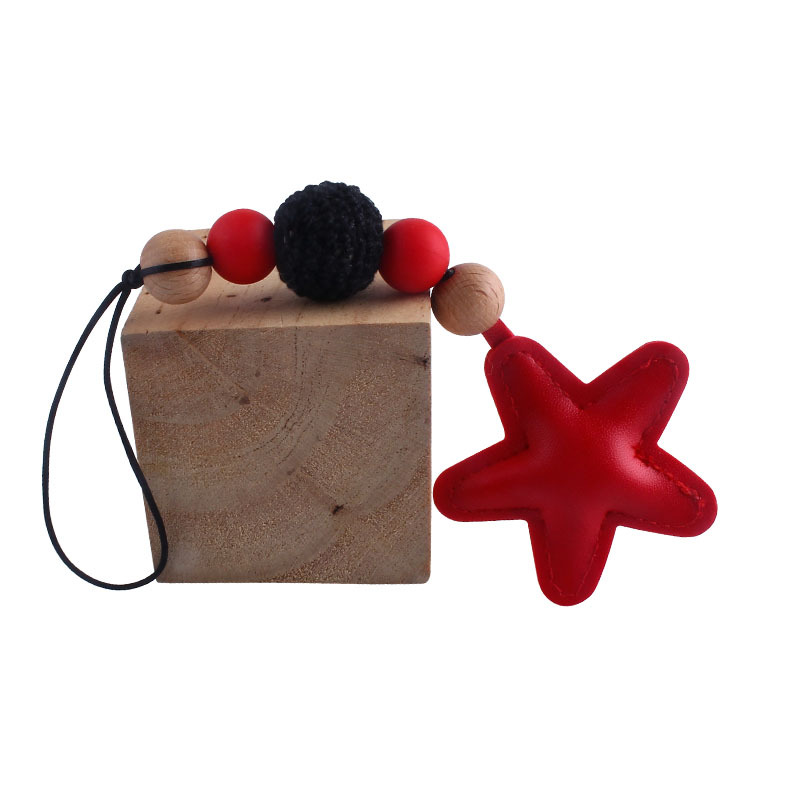 Creativo DIY nuevo colorido estrella de cinco puntas Arco Iris colgante de lana Bola de silicona perlas llavero colgante bolsa colgante