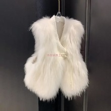 新中式防狐狸毛皮草马甲外套女马夹外搭国风时尚环保白耗子毛上衣