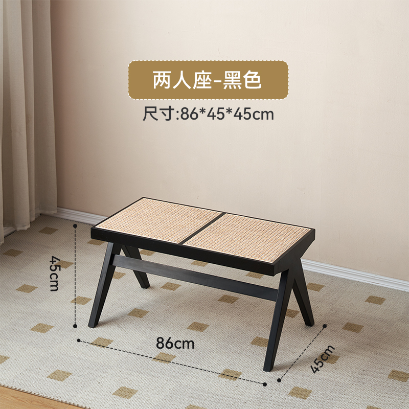 中古风实木软包凳子家用床尾长条凳入户门穿鞋凳试衣间门口换鞋凳|undefined