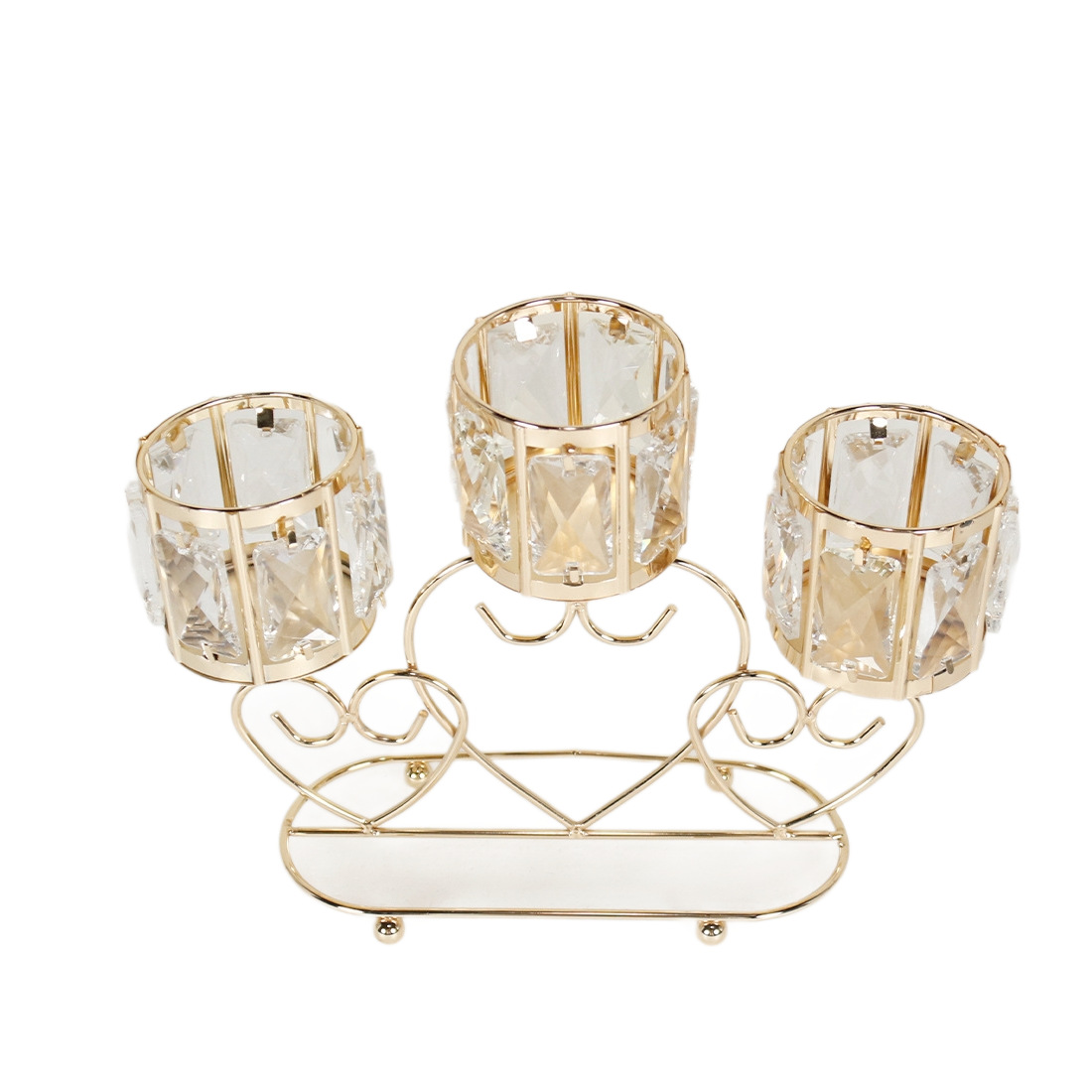 Candelaria de cristal estilo europeo simple decoración de boda hotel triple combinación de candelabros set decoración hotel artesanía decoración