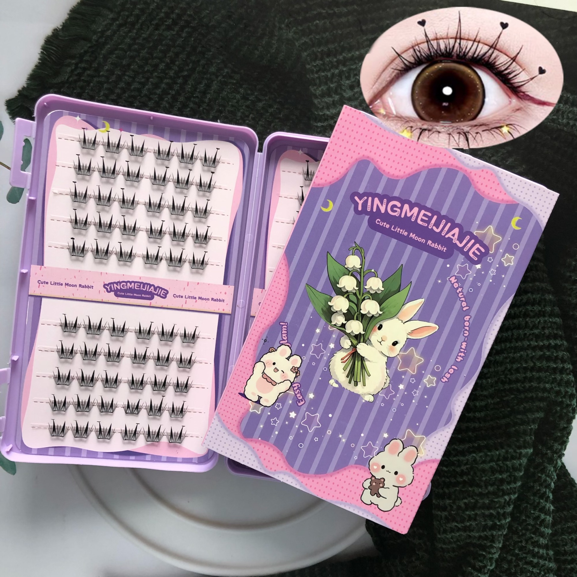 20 filas de paquete de caja de regalo de pestañas falsas transfronterizas, pestañas falsas densas, pestañas falsas sin pegamento.