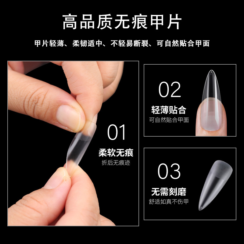 Explosiones transfronterizas de porcelana blanca caja de manicuras esmaltado ultrafino sin marcas sin molienda de grabado desgaste manual manicuras falsas al por mayor