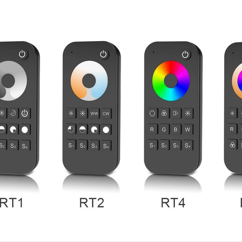 D2.4G Одноцветный/Цветовая температура/RGB/RGBW/RGB+C Пульт дистанционного управления Однозонный 4 группы Пульт дистанционного управления с одной зоной